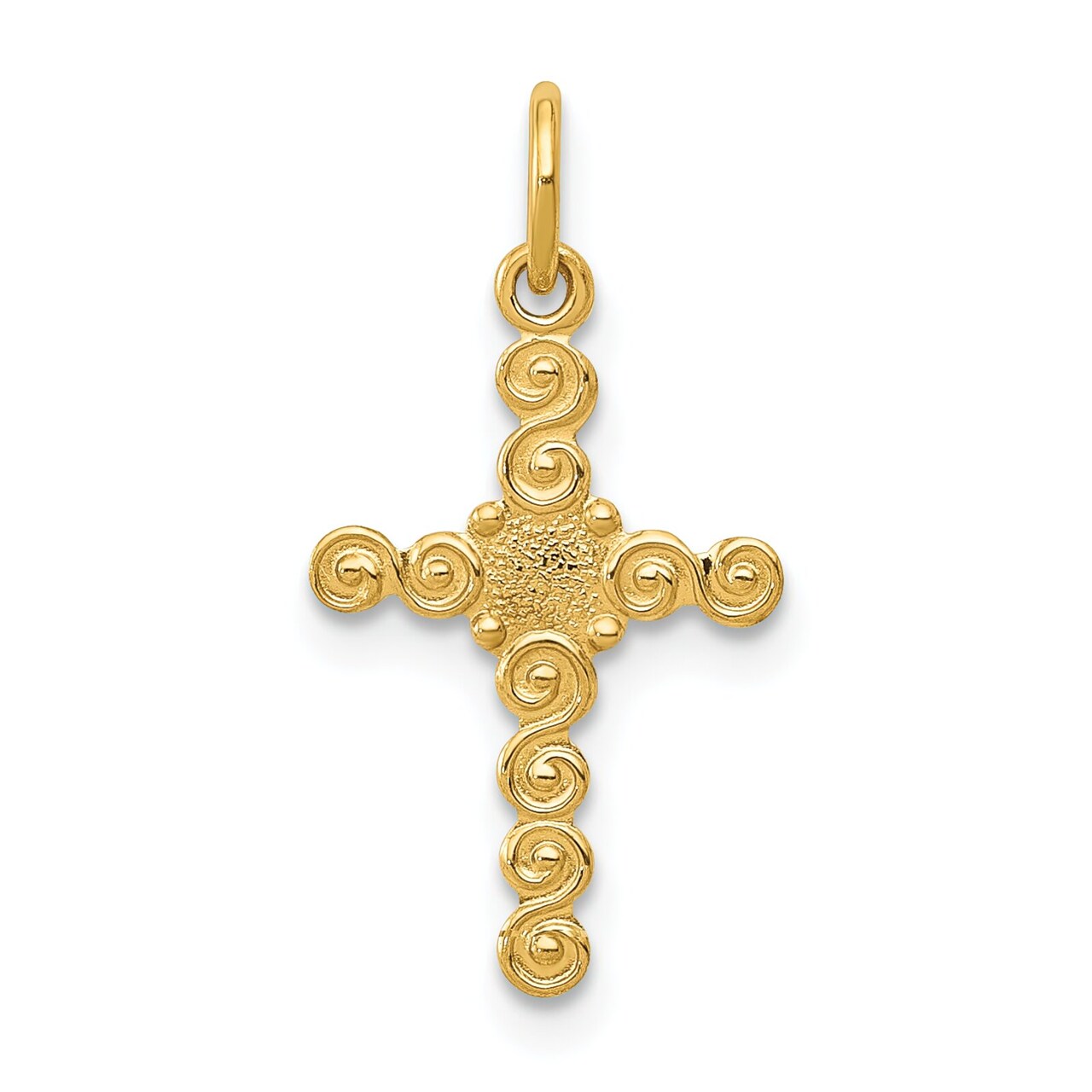 14K Yellow Gold Cross Charm Pendant Religious Jewerly 19mm x 10mm
